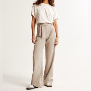 Abercrombie and Fitch Sloane Tailored Trouser Pant in Cream Beige 26 / 2